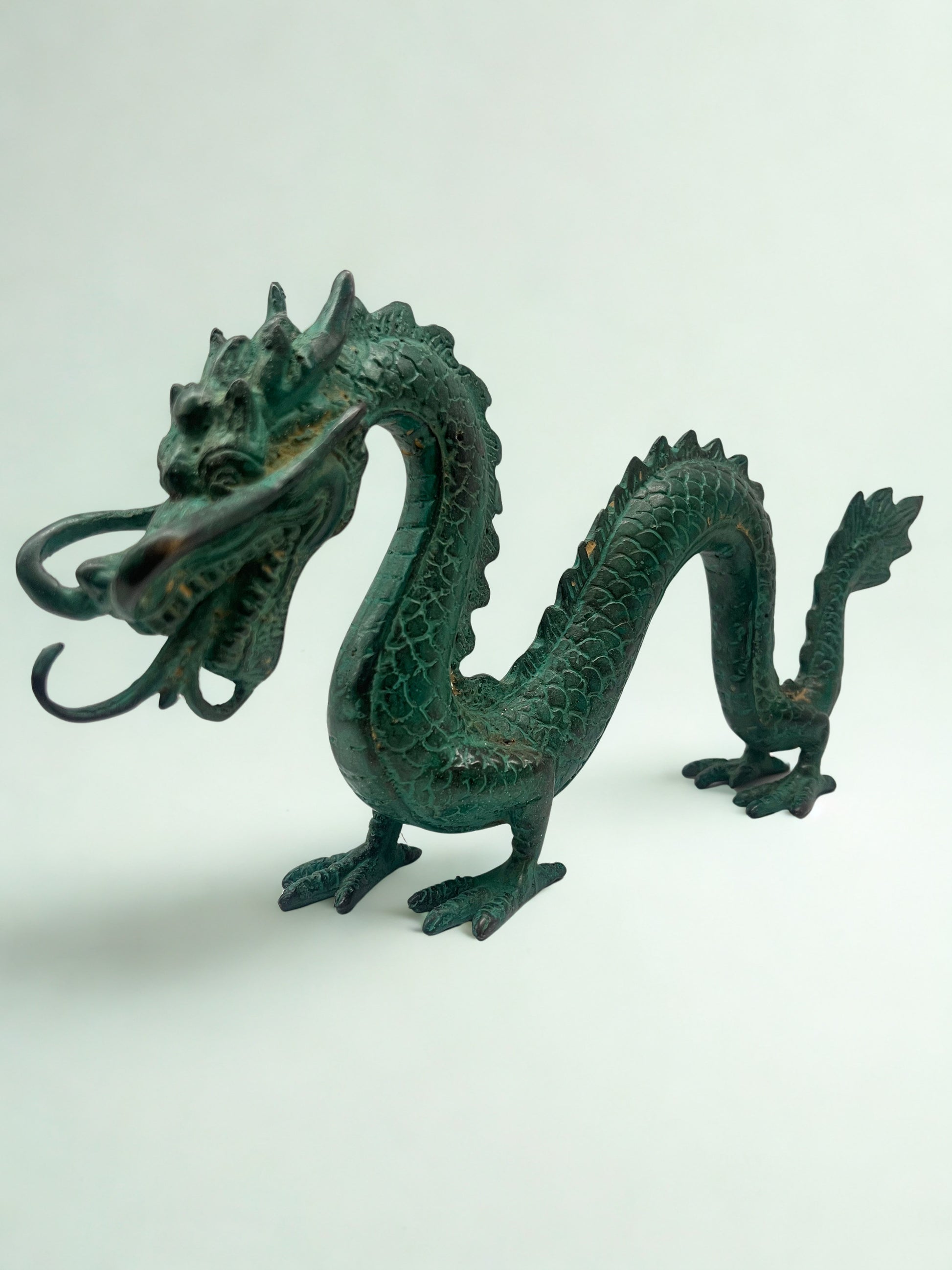 Brass Standing Guardian Dragon Statue 11" - Routes Gallery