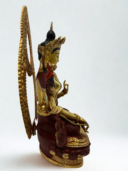 Brass White Tara Compassion Goddess Statue 12" - Routes Gallery