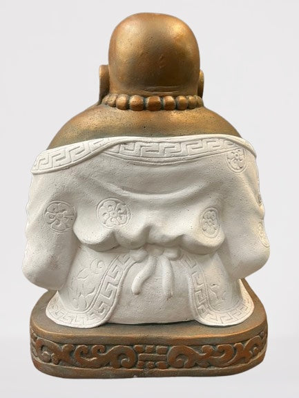 Stone Laughing Happy Buddha Garden Statue 21"
