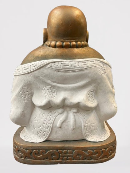 Stone Laughing Happy Buddha Garden Statue 21"