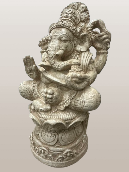 Stone Seated Ganesh Statue 21"