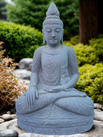 Handcarved Stone Earth Witness Buddha 39"