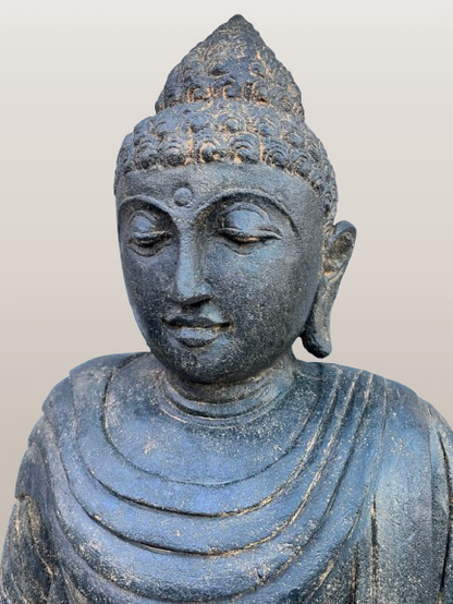 Stone Meditation Buddha Statue Handcarved 39" - Routes Gallery
