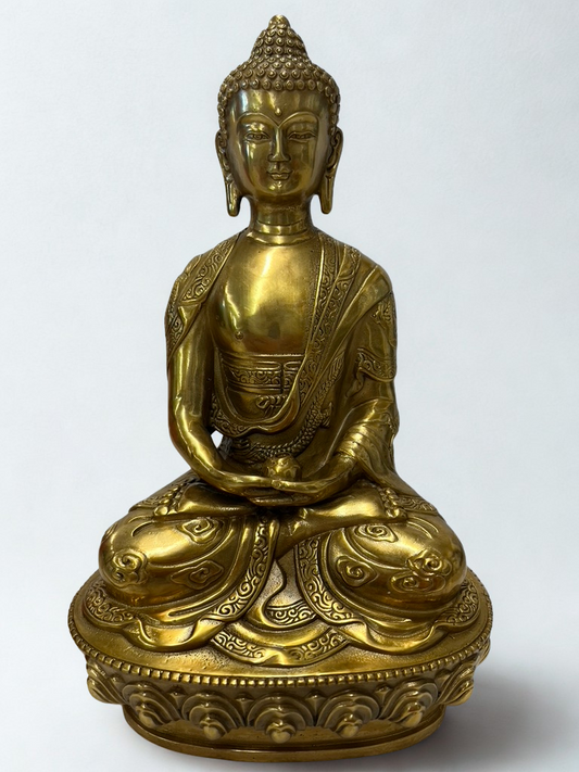 Brass Meditation Buddha Statue 8"