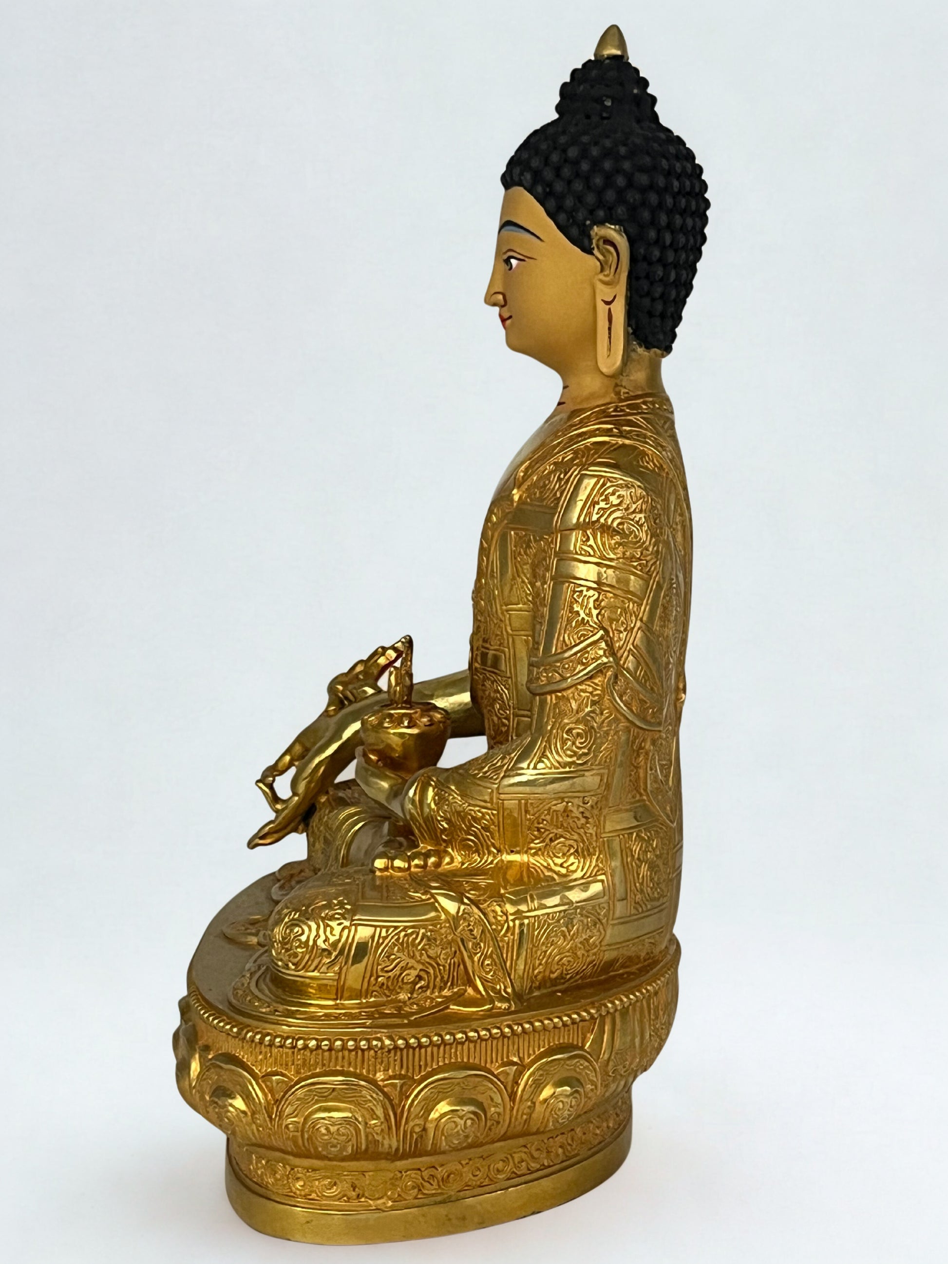 Brass Medicine Buddha Statue 12" - Routes Gallery