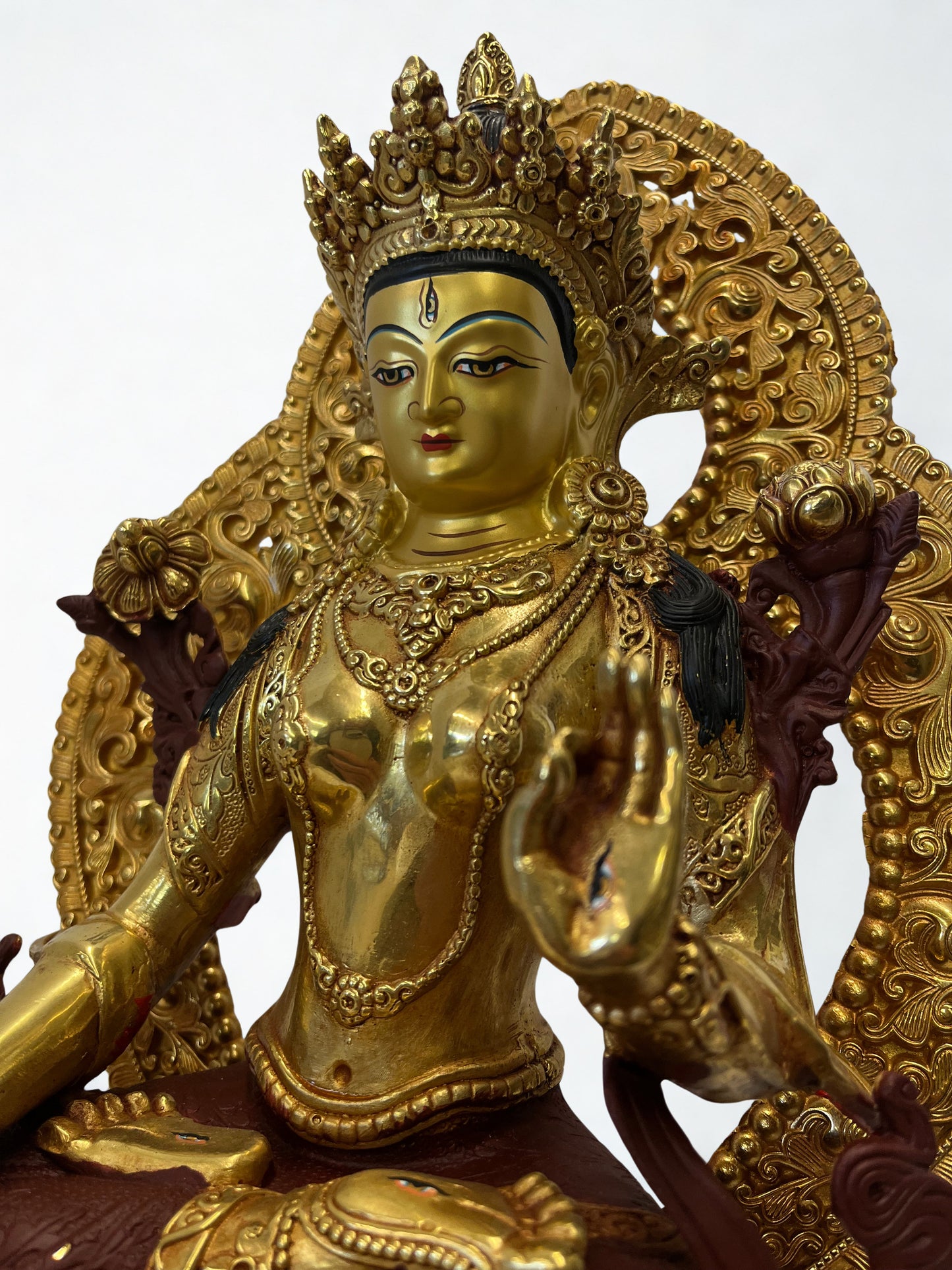 Brass White Tara Compassion Goddess Statue 12" - Routes Gallery