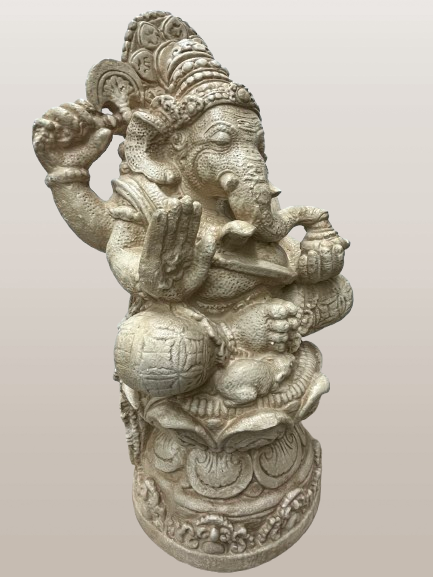Stone Seated Ganesh Statue 21"