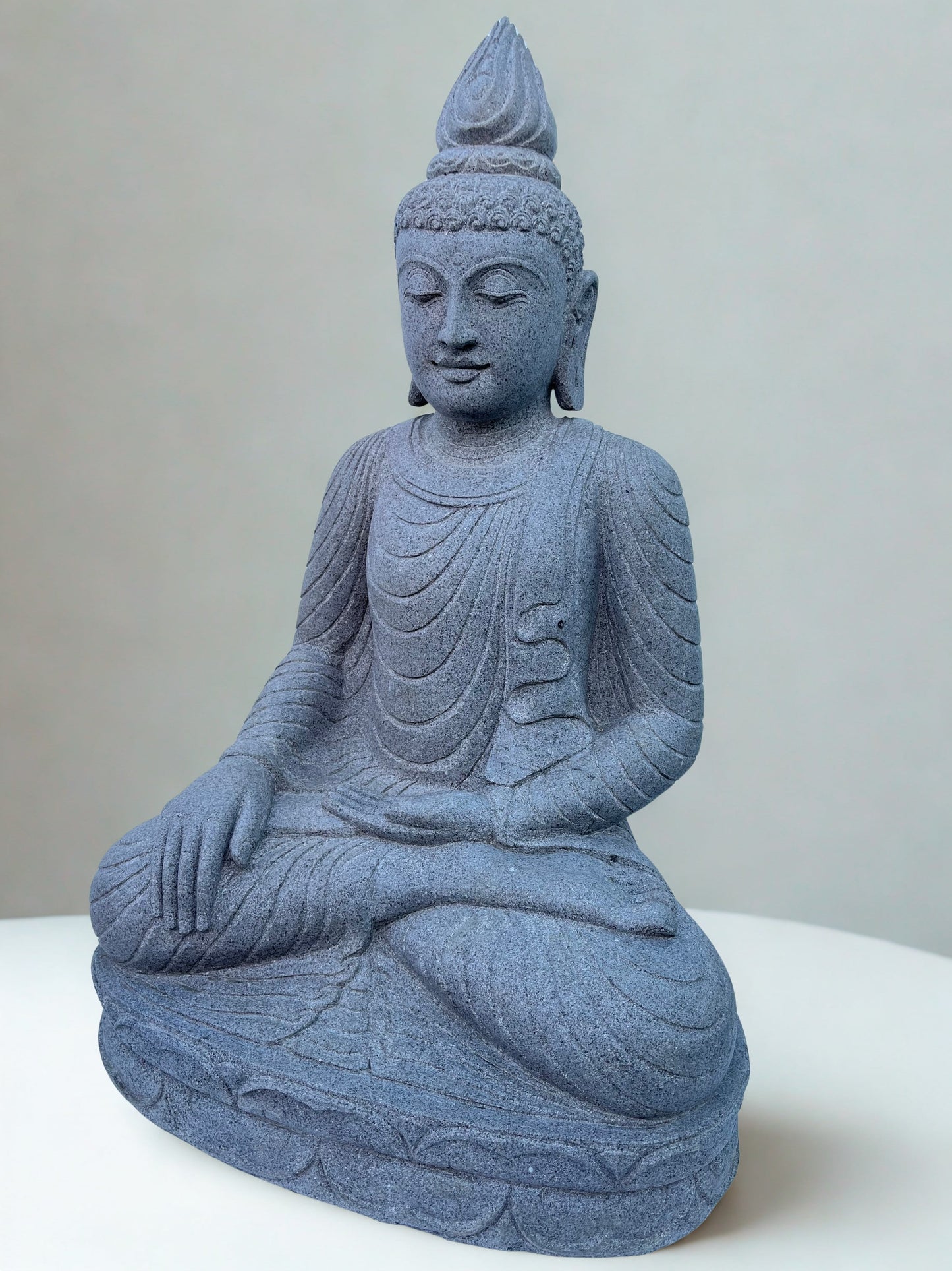 Handcarved Stone Earth Witness Buddha 39"