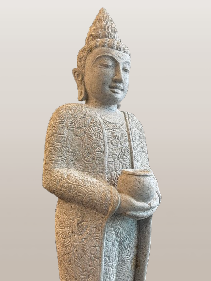 Standing Buddha Sculpture with Alms Bowl 39" - Routes Gallery