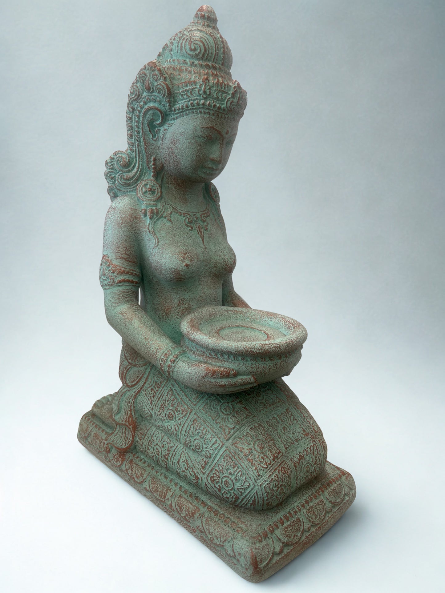 Kneeling Devi Goddess with Offering Bowl 16"