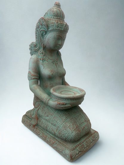 Kneeling Devi Goddess with Offering Bowl 16"