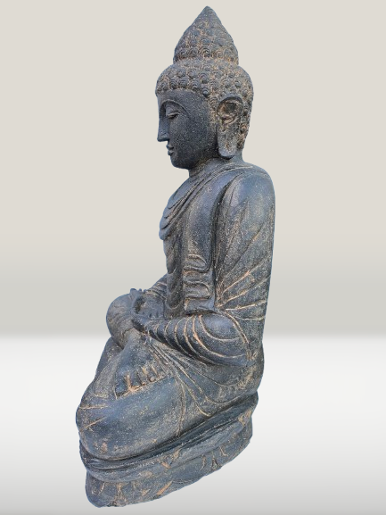 Stone Meditation Buddha Statue Handcarved 39" - Routes Gallery