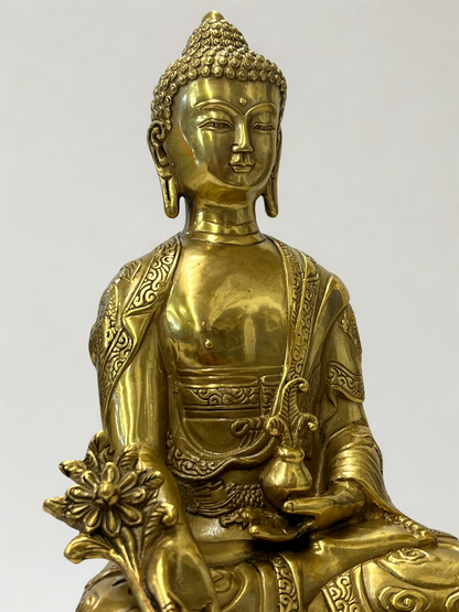 Brass Medicine Buddha Statue 8"