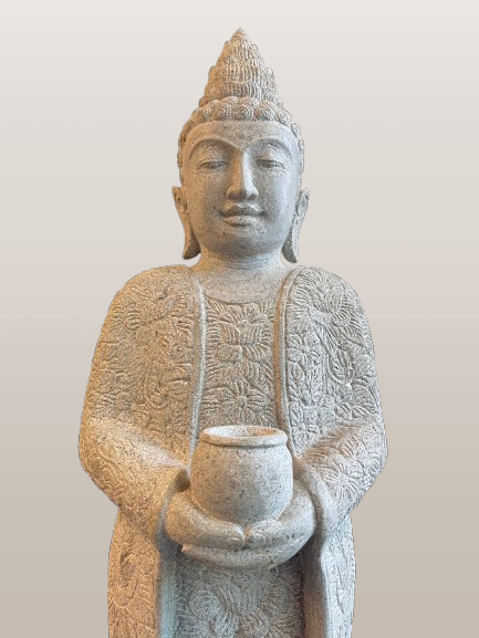 Standing Buddha Sculpture with Alms Bowl 39" - Routes Gallery