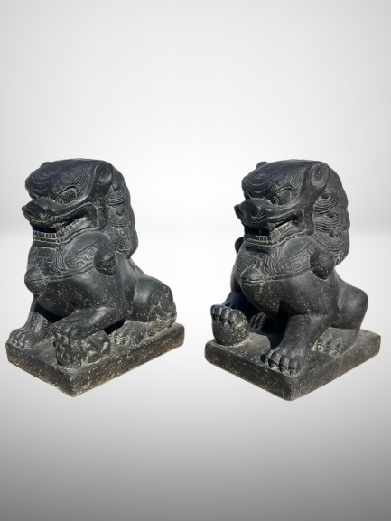 Guardian Lion Foo Dog Statue Pair 24"