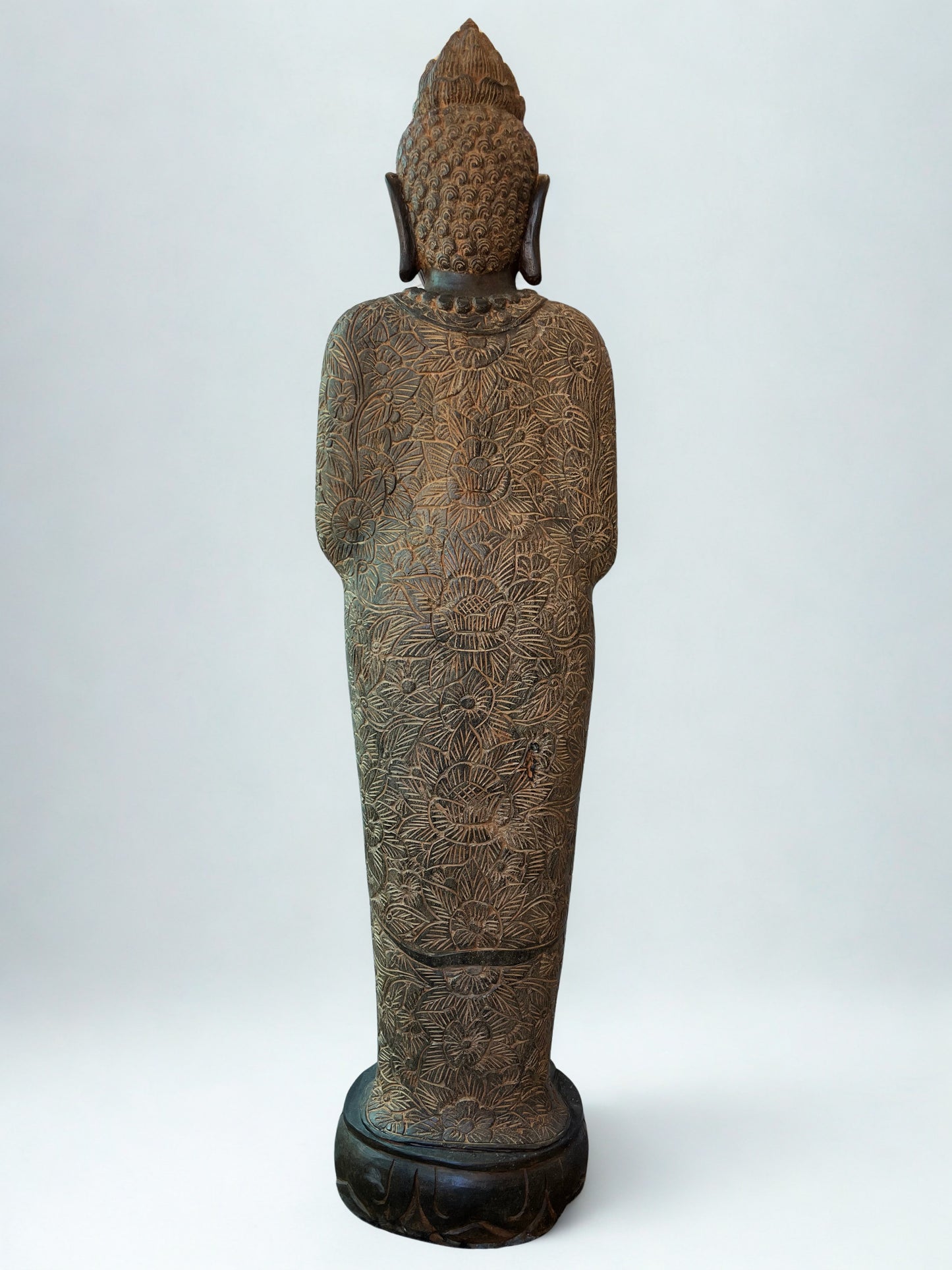 Handcarved Standing Namaste Buddha Statue 58"