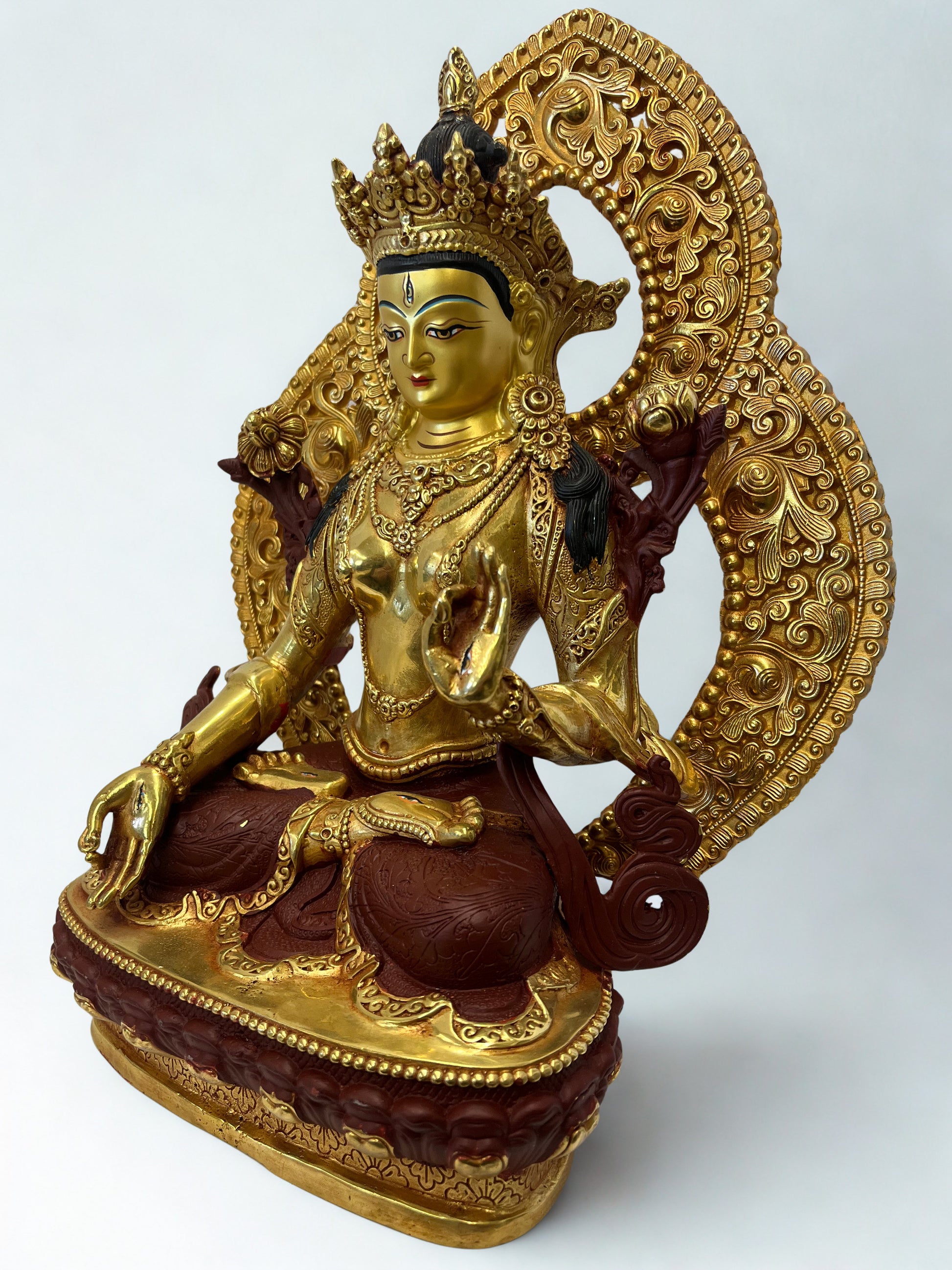 Brass White Tara Compassion Goddess Statue 12" - Routes Gallery