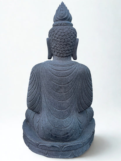 Handcarved Stone Earth Witness Buddha 39"