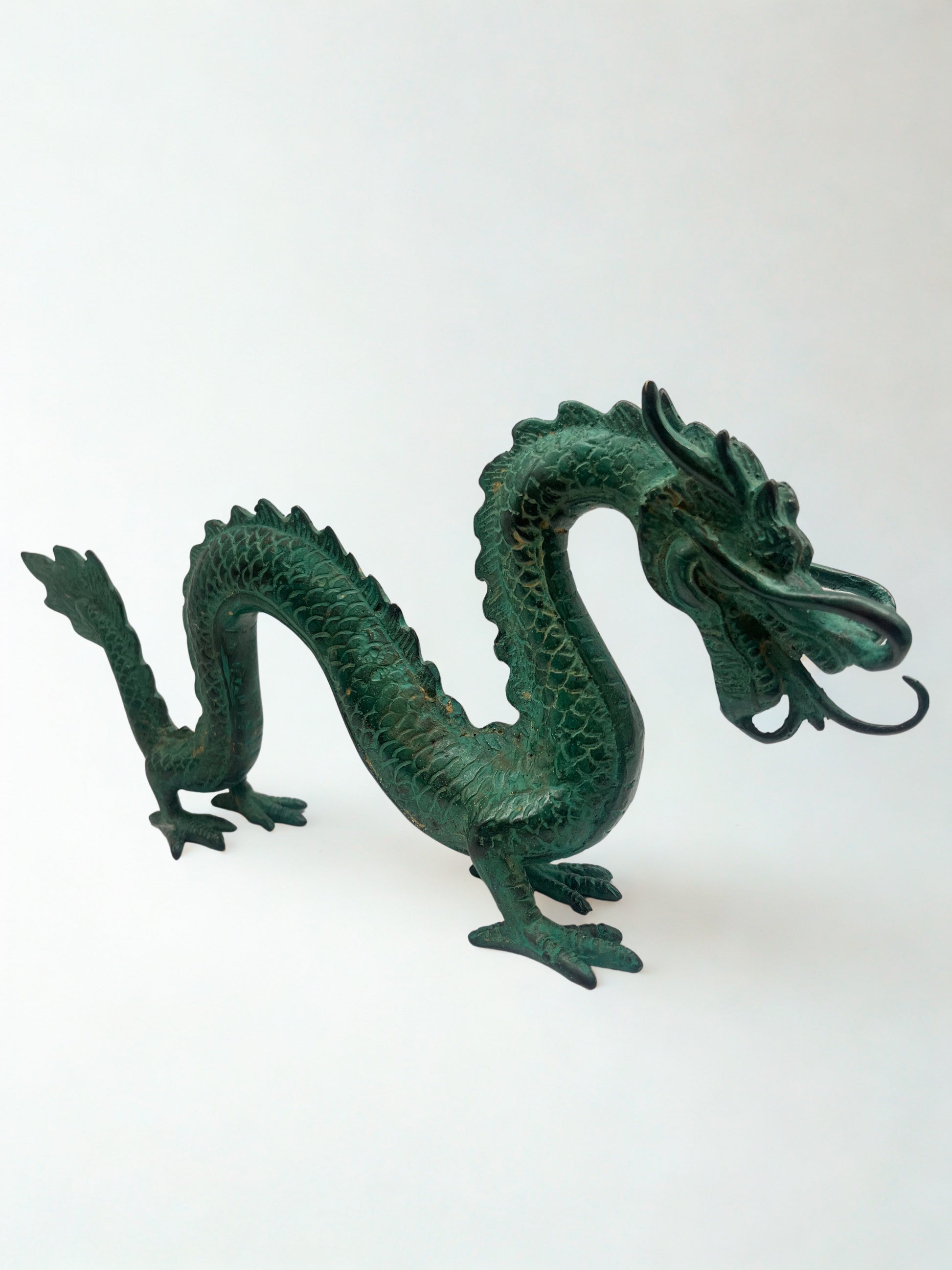 Brass Standing Guardian Dragon Statue 11" - Routes Gallery
