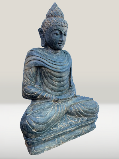Stone Meditation Buddha Statue Handcarved 39" - Routes Gallery