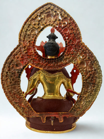 Brass White Tara Compassion Goddess Statue 12" - Routes Gallery