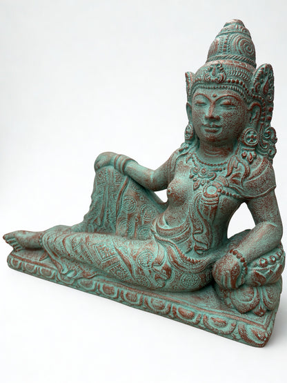 Reclining Devi Goddess Statue 16"