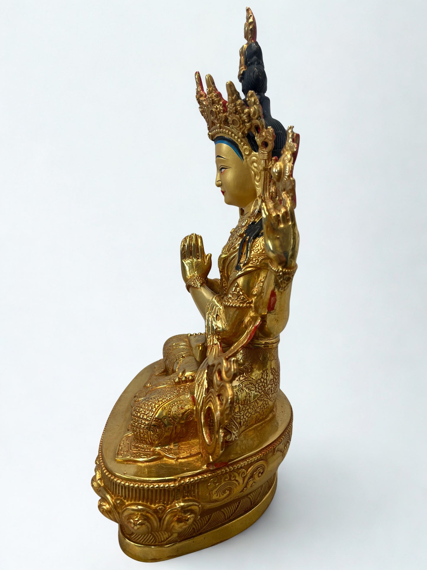 Brass Chenrezig Compassion Bodhisattva Statue 12” - Routes Gallery