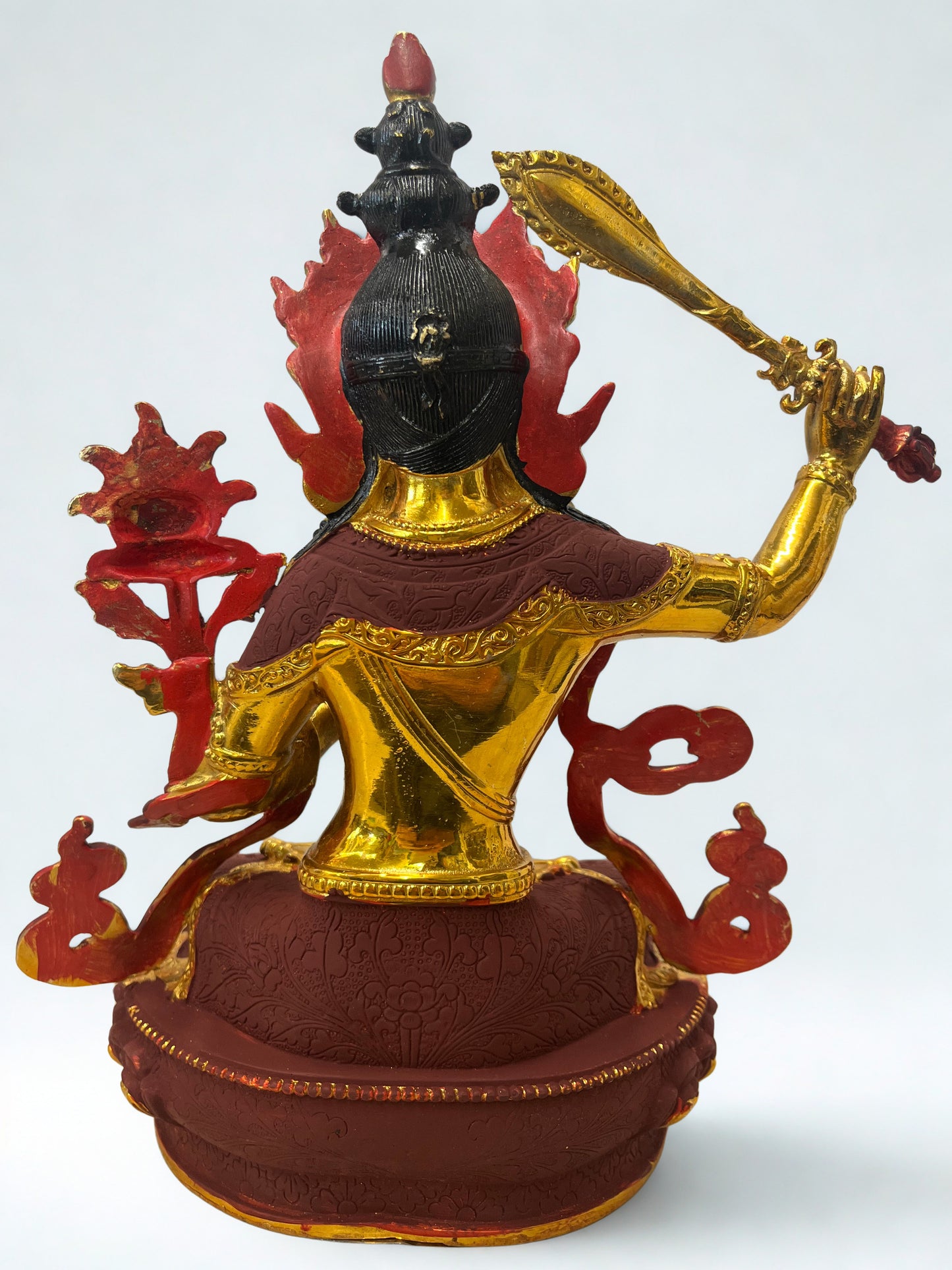 Brass Manjushri Wisdom Bodhisattva Statue 12" - Routes Gallery