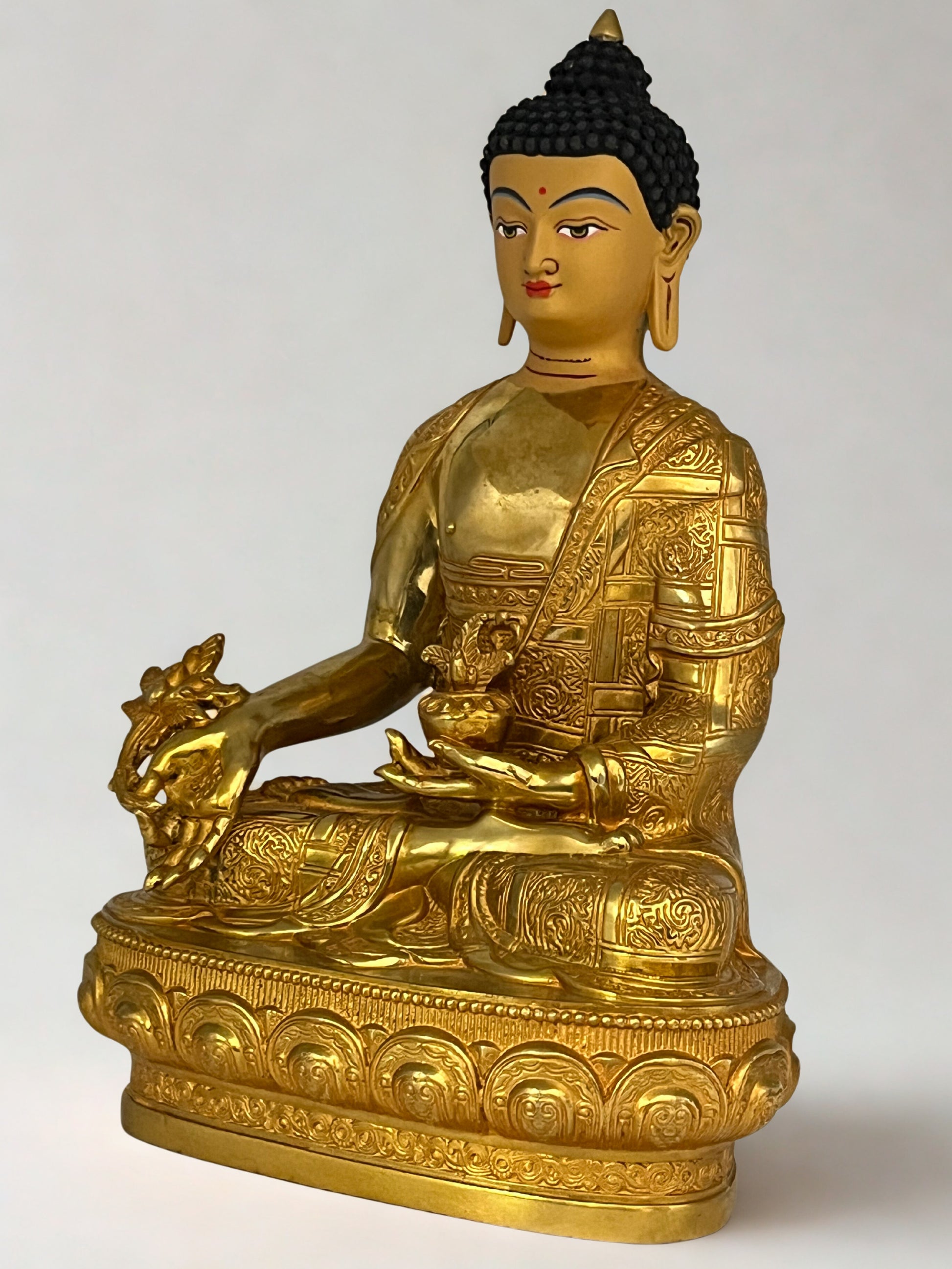 Brass Medicine Buddha Statue 12" - Routes Gallery
