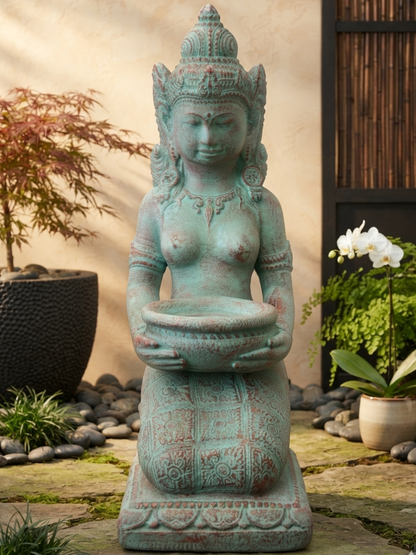Kneeling Devi Goddess with Offering Bowl 16"