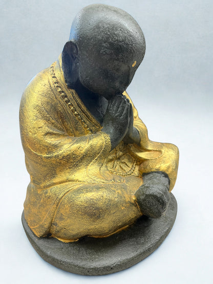 Sitting Namaste Praying Monk Statue 8" - Routes Gallery