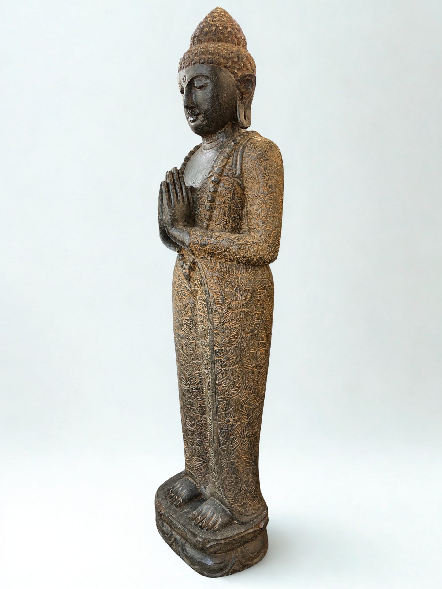 Handcarved Namaste Buddha Sculpture 61"