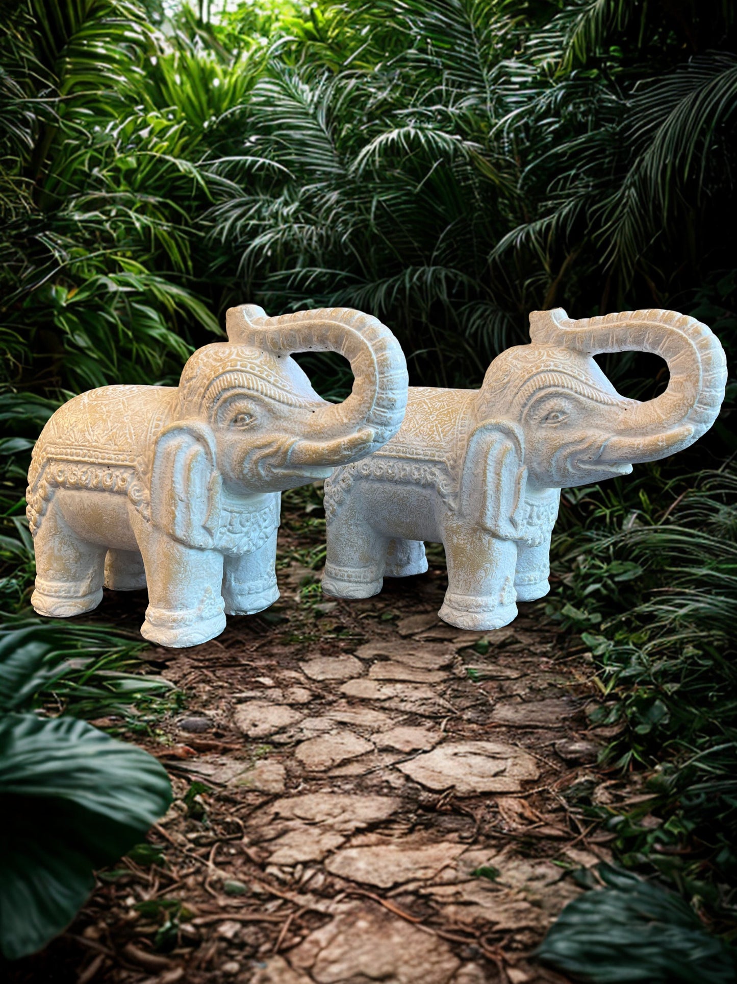 Elephant Statue with Trunk Up for Luck 14"