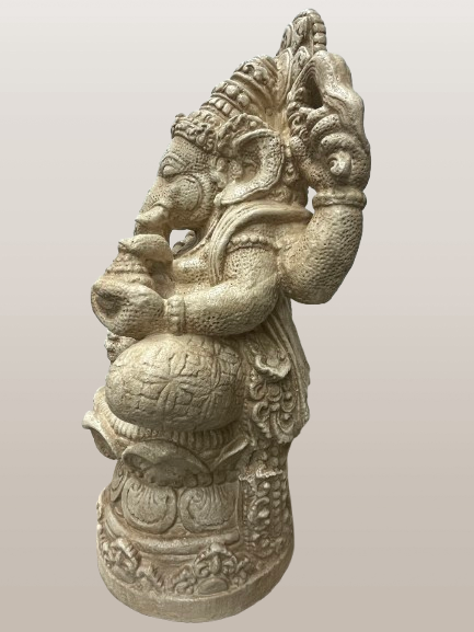 Stone Seated Ganesh Statue 21"