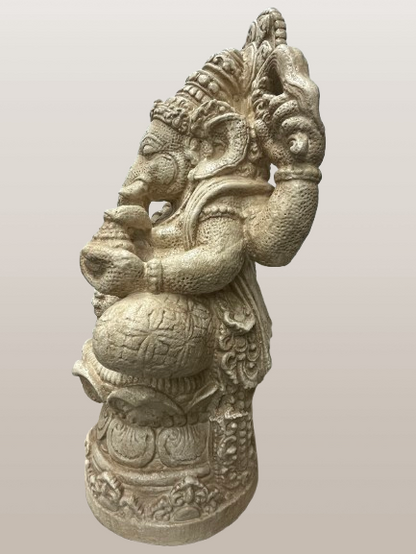 Stone Seated Ganesh Statue 21"