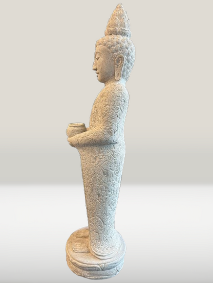 Standing Buddha Sculpture with Alms Bowl 39" - Routes Gallery