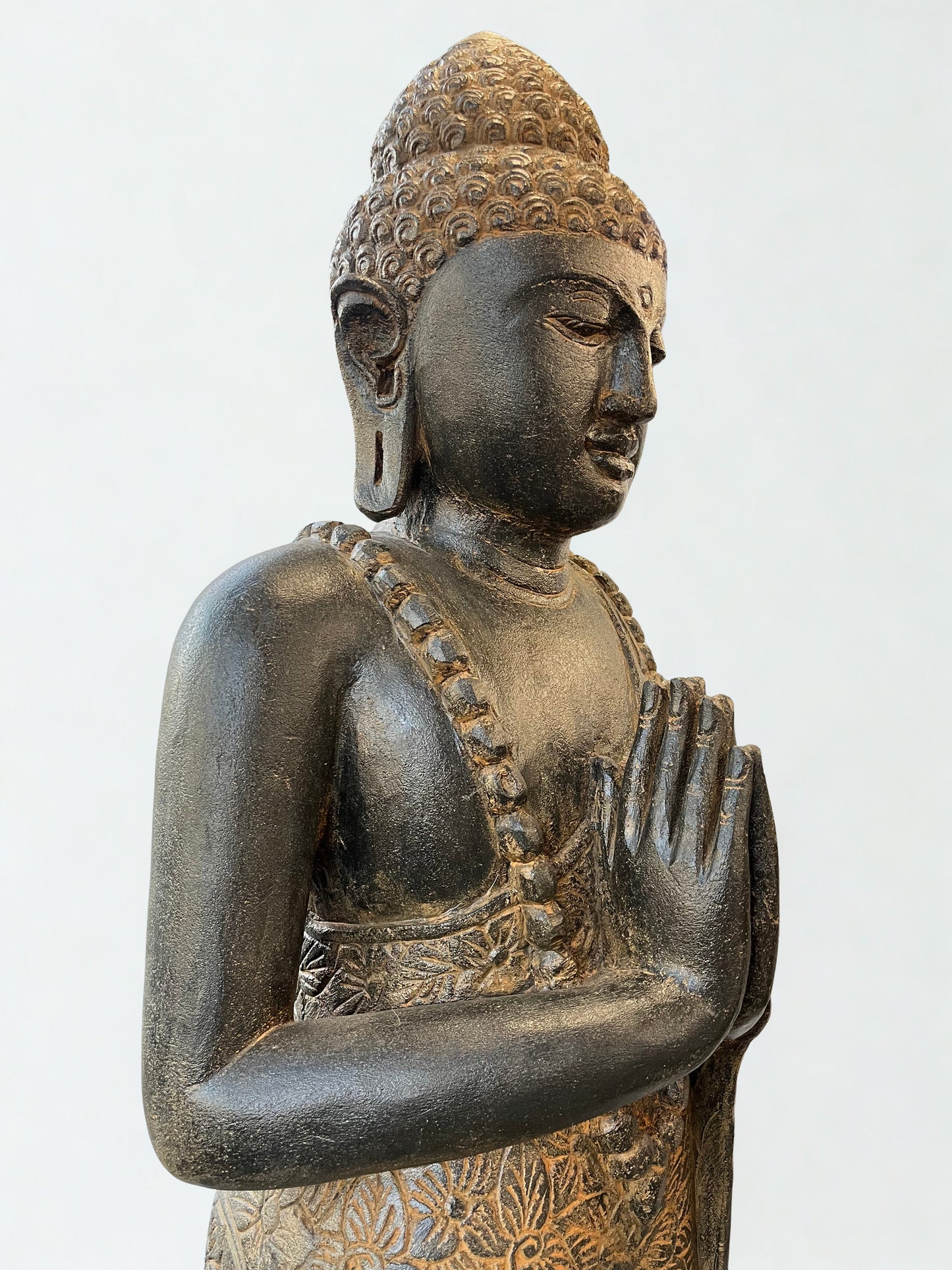Handcarved Namaste Buddha Sculpture 61"