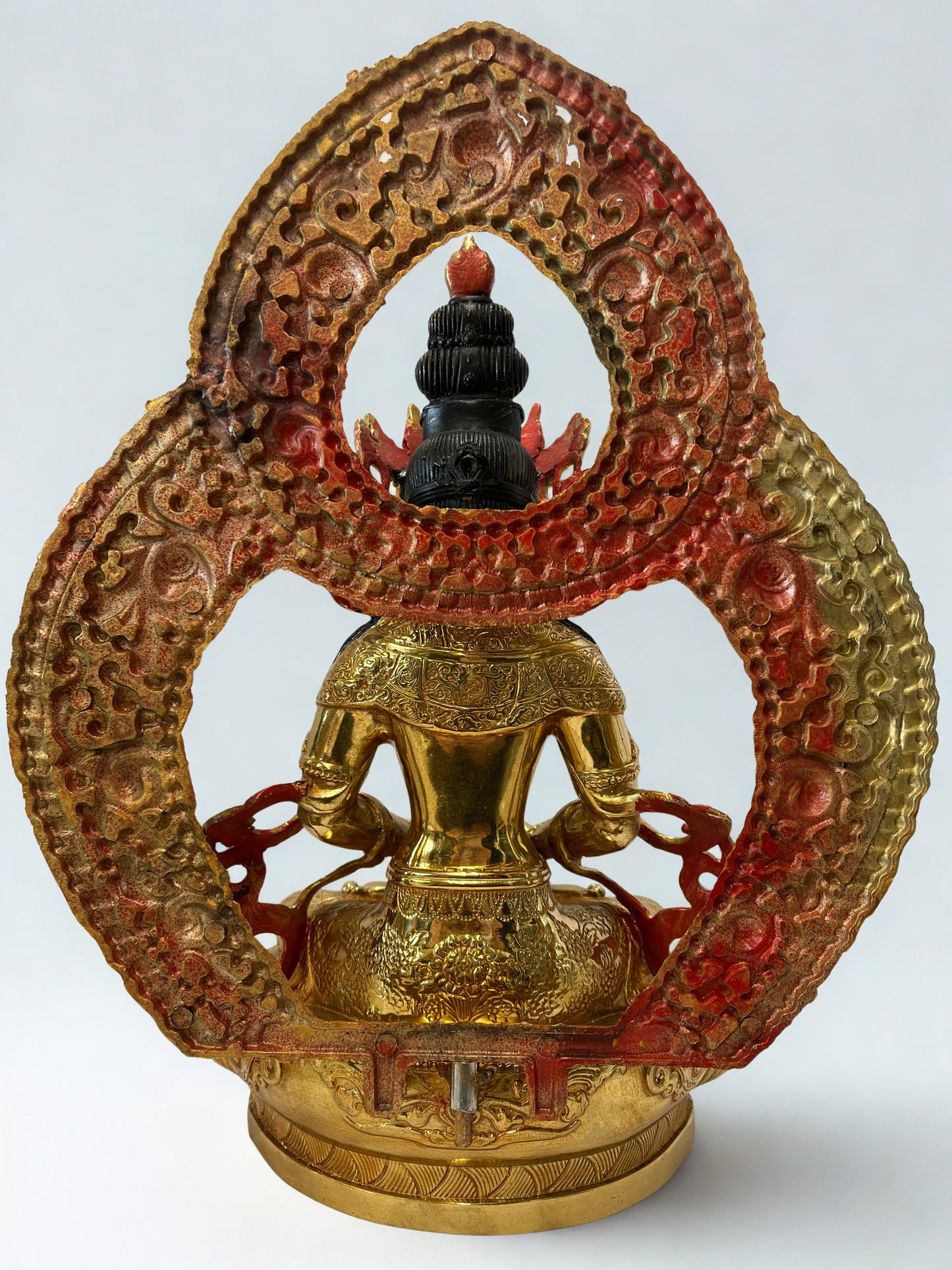 Brass Amitayus Longevity Buddha Statue 12" - Routes Gallery