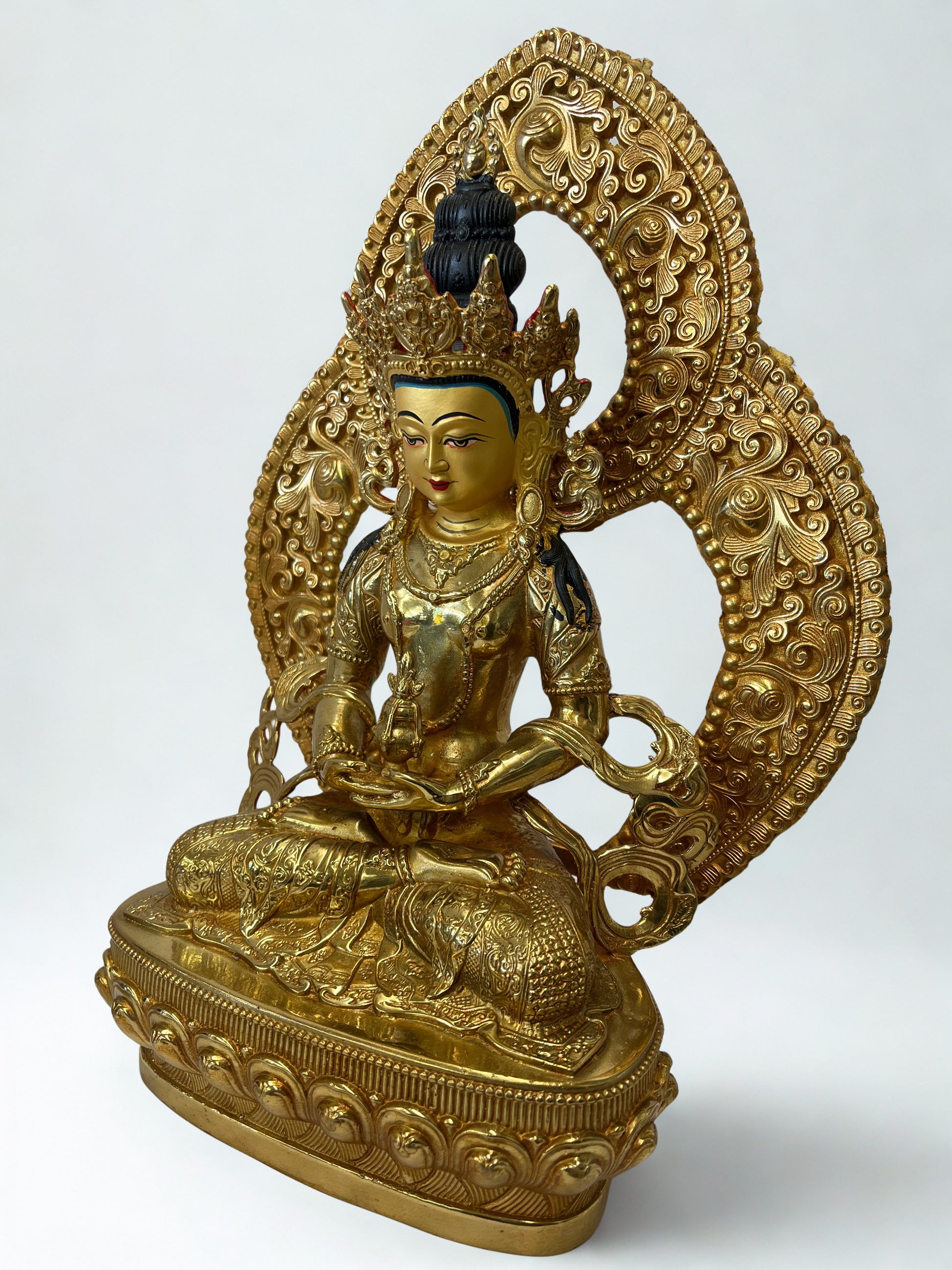 Gold colored Amitayus Buddha Statue