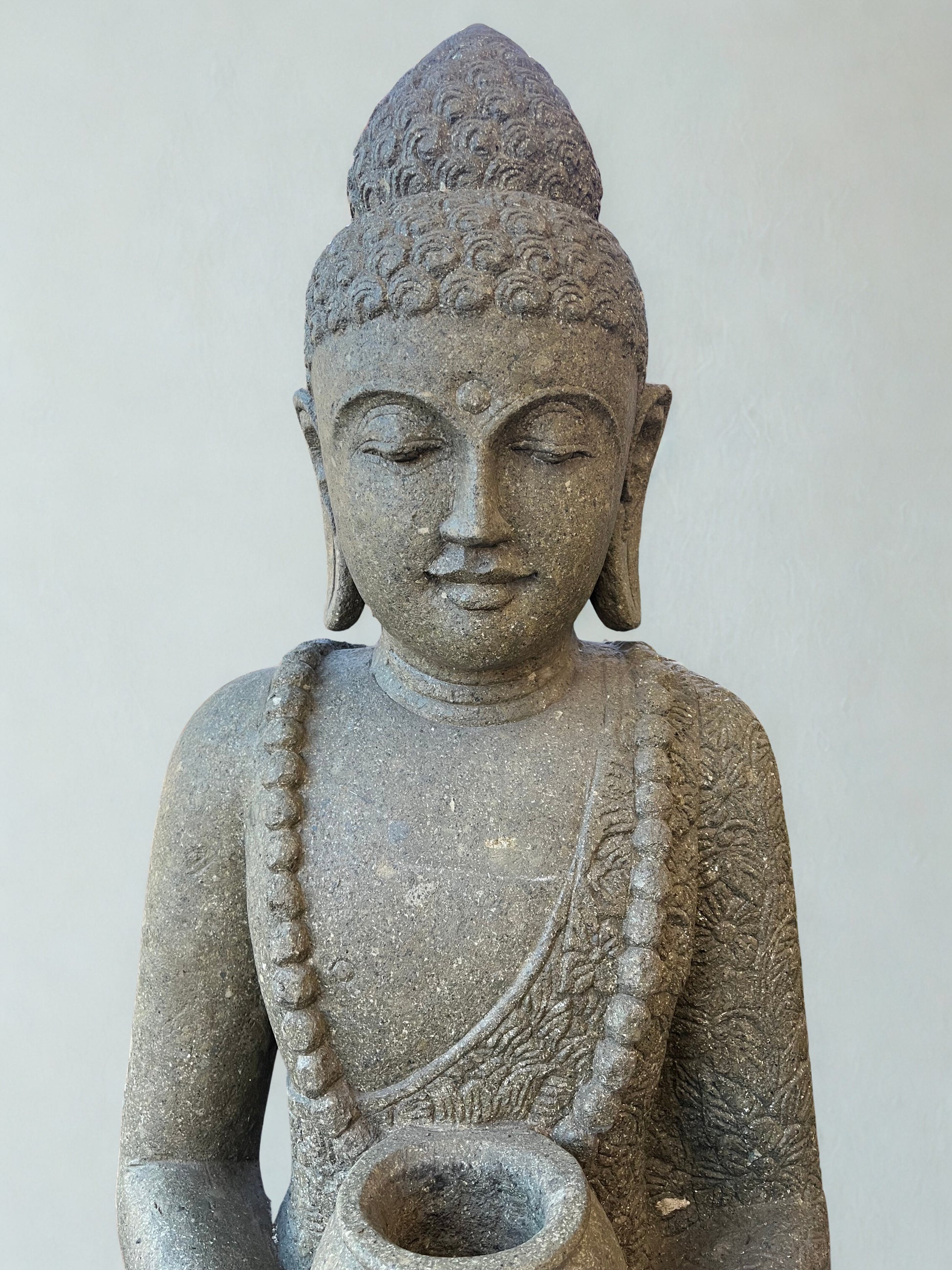 Standing Buddha Sculpture with Alms Bowl 81" - Routes Gallery