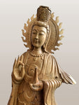 Wooden Standing Quan Yin Sculpture 20"