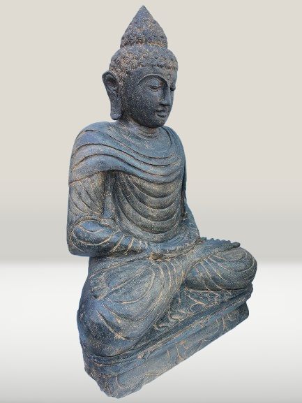 Stone Meditation Buddha Statue Handcarved 39" - Routes Gallery