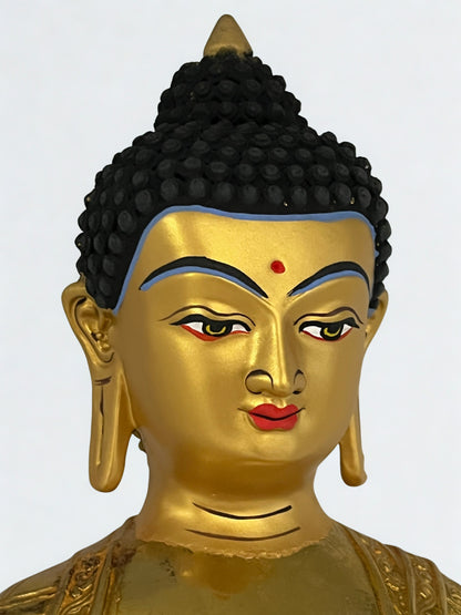 Brass Earth Touching Buddha Statue 12" - Routes Gallery