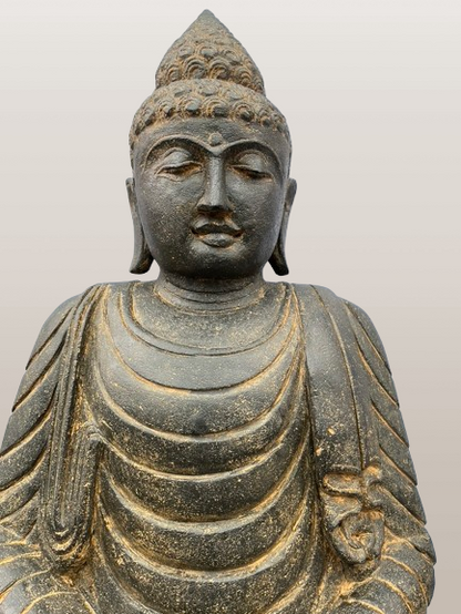 Stone Dyhana Meditation Buddha Sculpture 39" - Routes Gallery