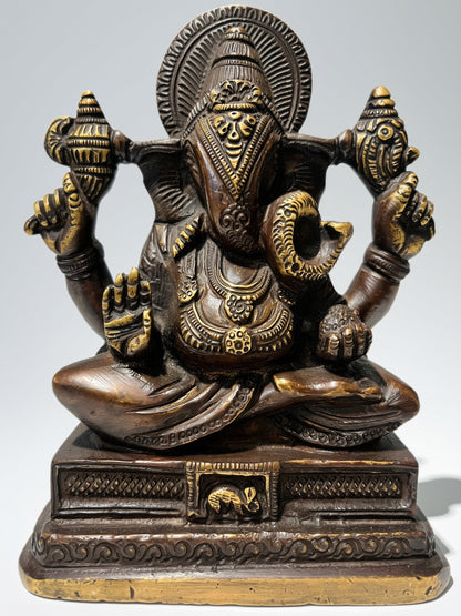 Brass South Indian (Chola-influenced or Tamil Nadu) Style Ganesha statue