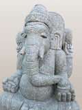 Stone Hand Carved Seated Ganesh Sculpture 40"