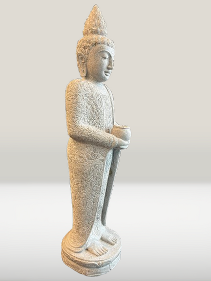 Standing Buddha Sculpture with Alms Bowl 39" - Routes Gallery