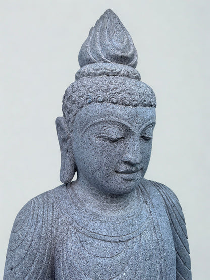 Handcarved Stone Earth Witness Buddha 39"