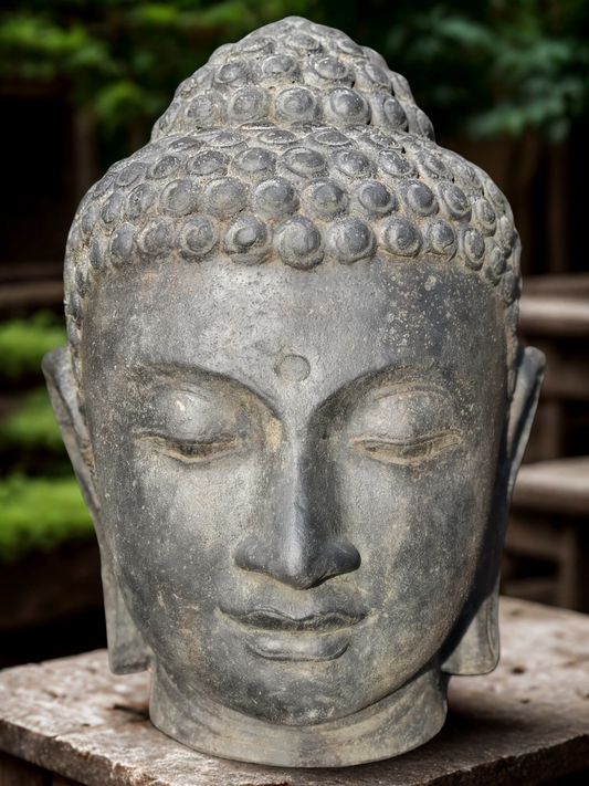 Buddha Head Garden Statue 21"