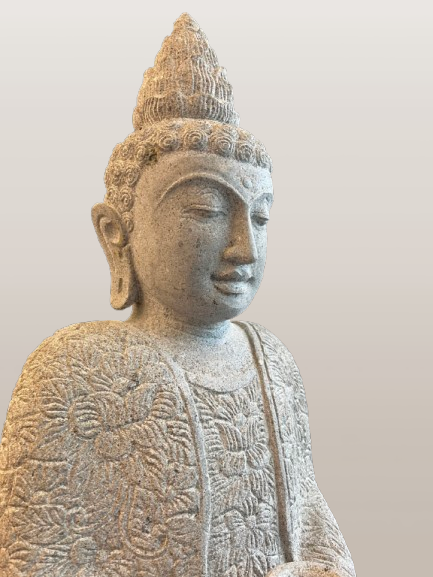 Standing Buddha Sculpture with Alms Bowl 39" - Routes Gallery